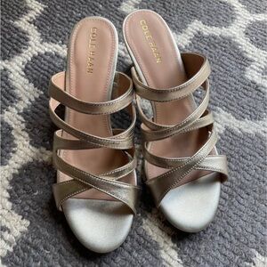 Cole Haan Alyse Gold Leather Heeled Sandals (New w/o tag condition)